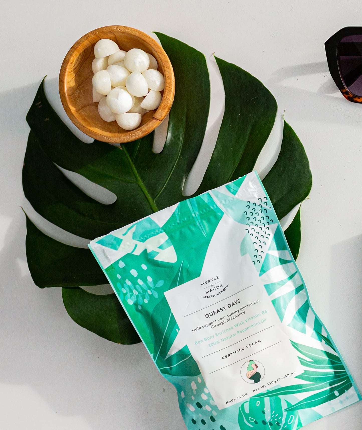 Myrtle & Maude - Queasy Days Vitamin B6 Bon Bons - Nausea Relief and Morning Sickness Support - Enriched with 100% Natural Peppermint Oil - All Natural - Certified Vegan (1 Pack)