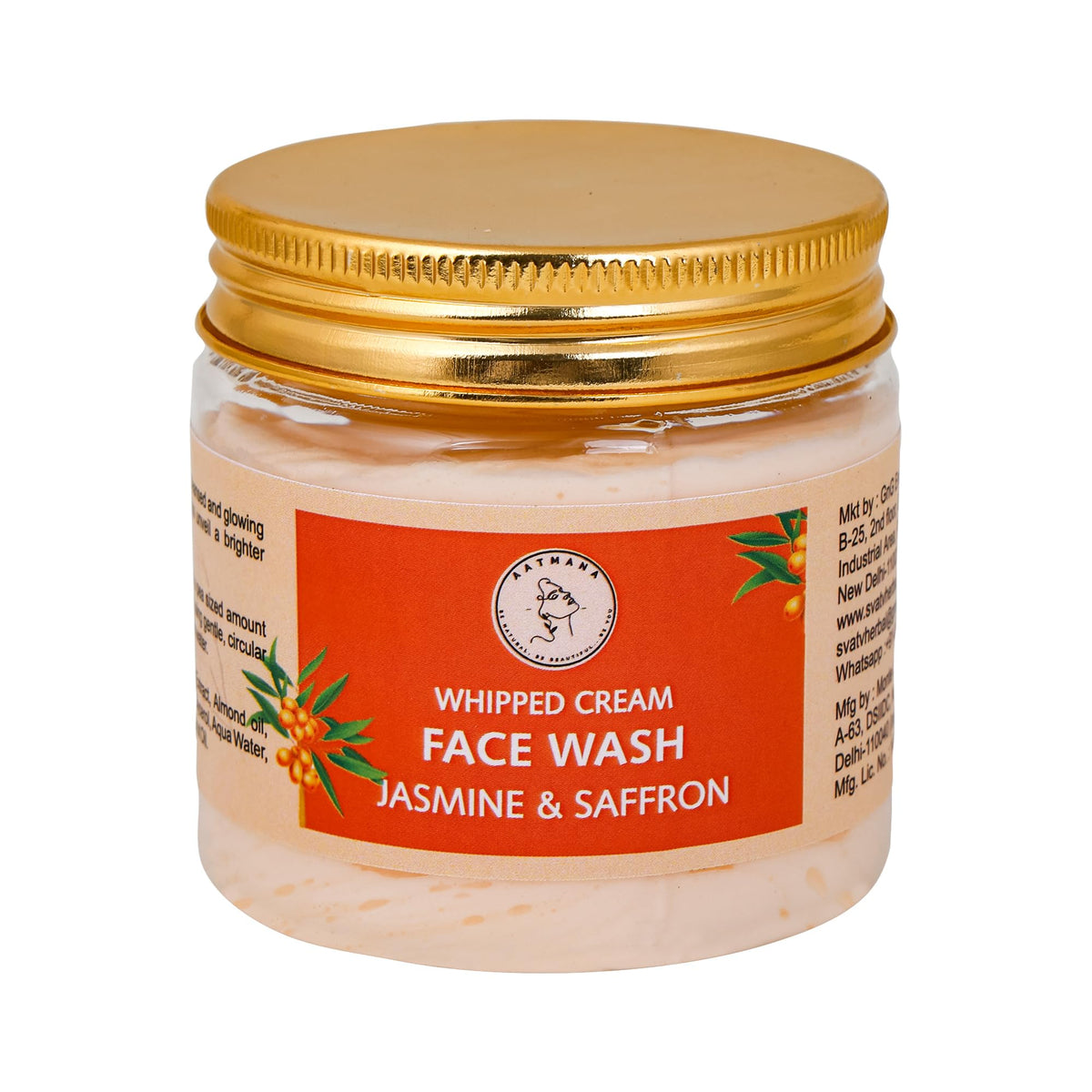 AATMANA Face Wash Jasmine & Saffron | Hydrating Face Wash for Sensitive Skin, Removes Makeup & Gently Cleanses Without Over Drying -100 Grams