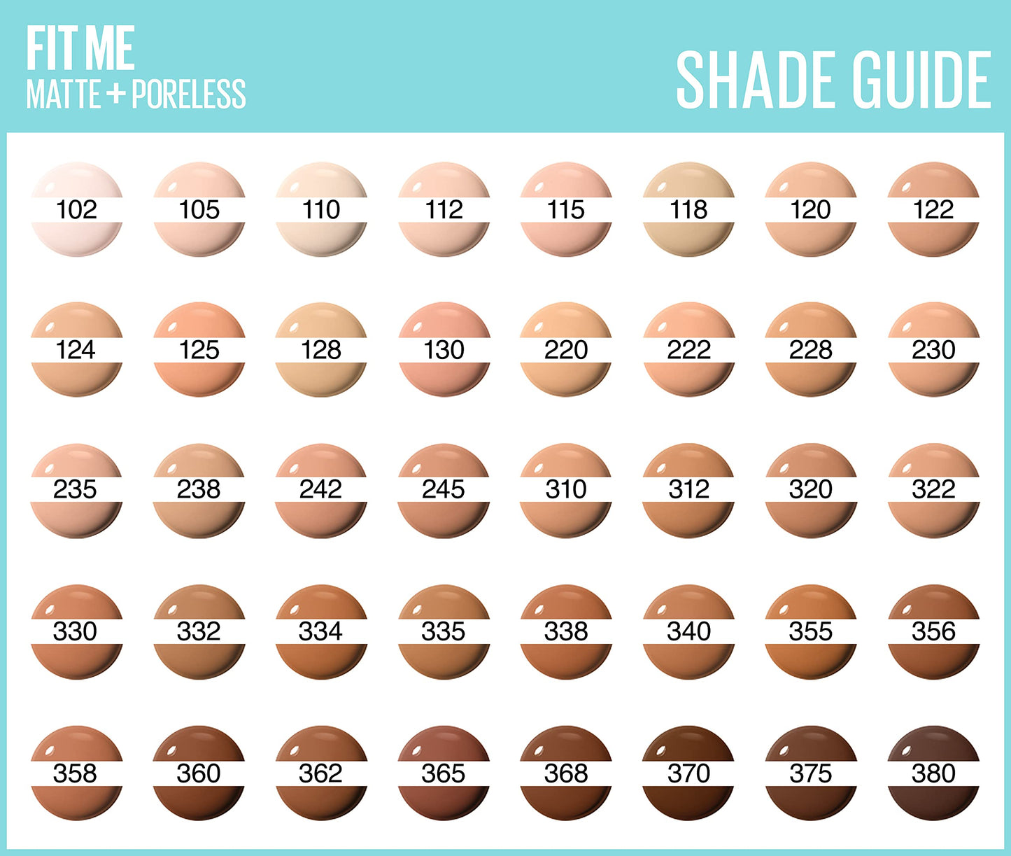 Maybelline Fit Me Foundation, Matte & Poreless, Full Coverage Blendable Normal to Oily Skin, 364 Deep Bronze 30ml