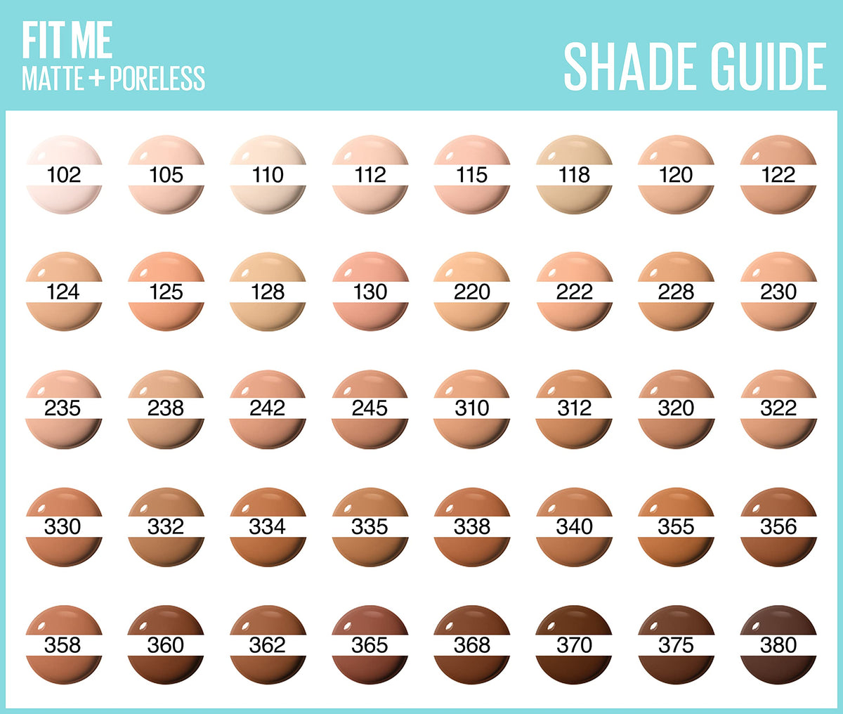 Maybelline Fit Me Foundation, Matte & Poreless, Full Coverage Blendable Normal to Oily Skin, 364 Deep Bronze 30ml
