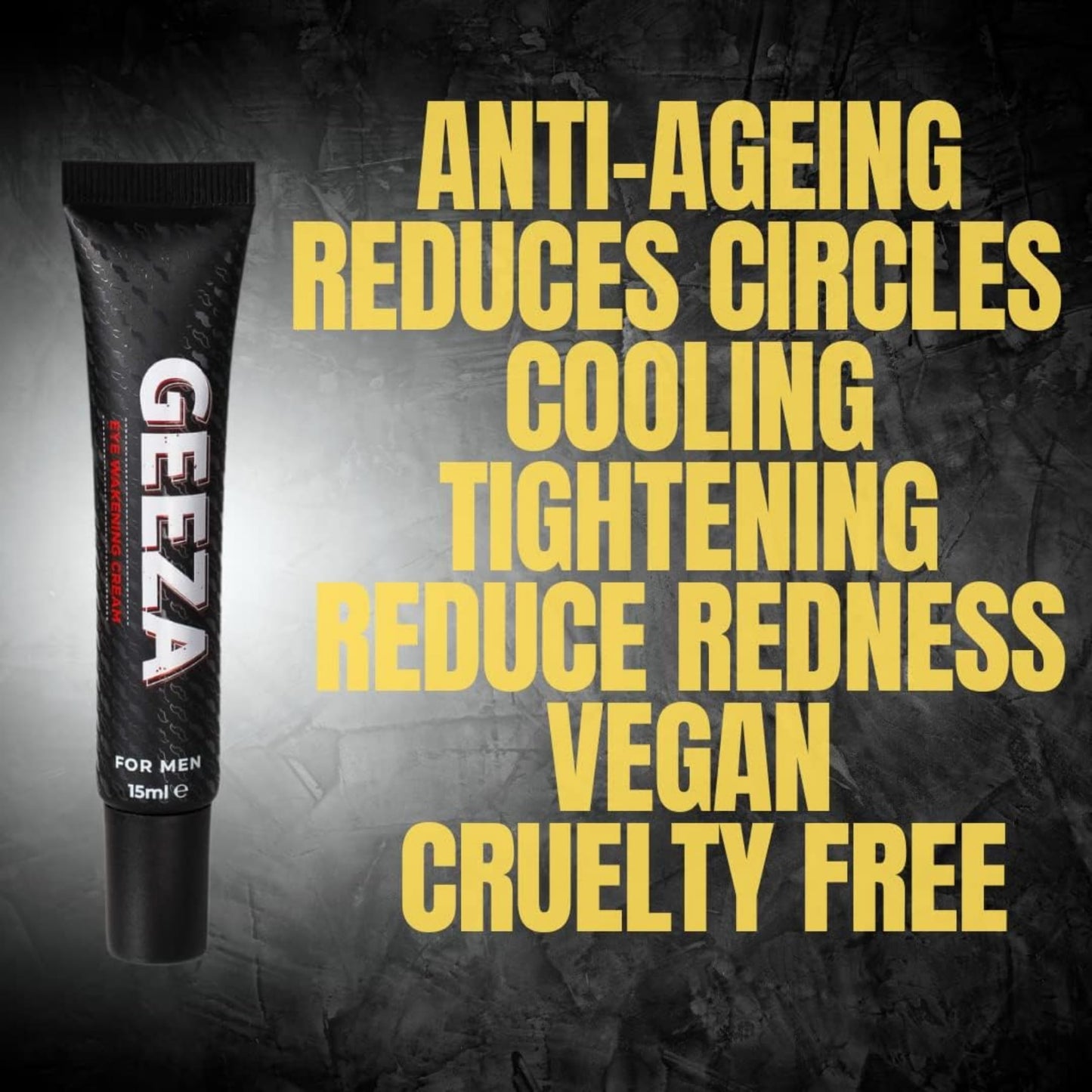 Geeza Men's Eye Cream Reduce Dark Circles and Puffiness, Advanced Formula Male Eye Bag Removal, Designed to Improve Elasticity, Nourish the Under Eyes 15ml