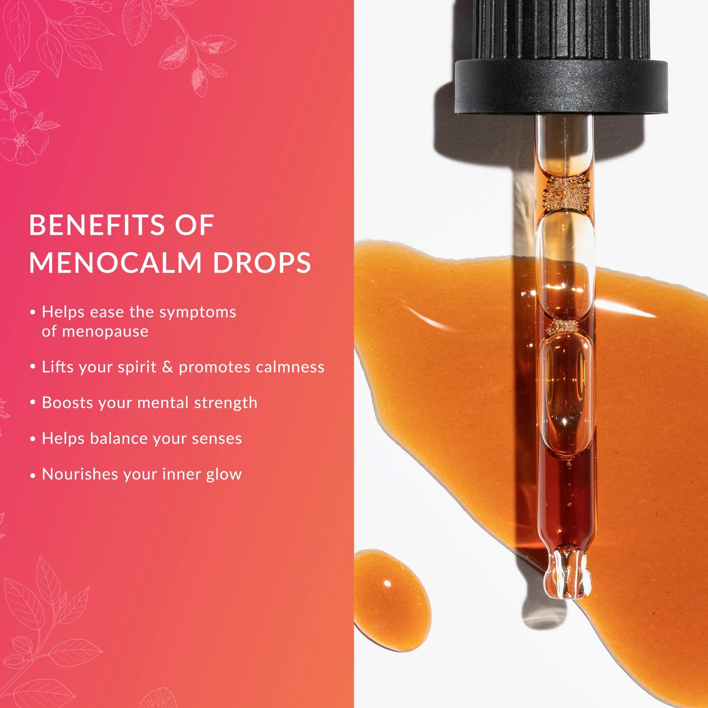 Menopause Support Herbal Drops - Natural Calm Blend for Menopause Relief - Glycerine Liquid Extracts with Red Clover, Sage, & Passionflower - Blooming Blends Menocalm Drops, 30ml