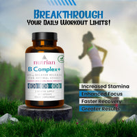 Nutrian Vitamin B Complex High Strength - 60 Capsules - Vegan - Delayed Release - Blend of B Vitamins for Immune Support, Cognitive Function, Healthy Skin & Hair - 2 Months Supply