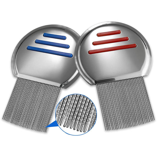 Generic 2 Pack Lice Nit Combs, High Grade Stainless Steel Lice Combs, Reusable Head Lice Treatment Combs with Double Sided Teeth, Lice Eraser Extra Strong Tooth Head Louse Nit Remover Comb for Adults/Pets