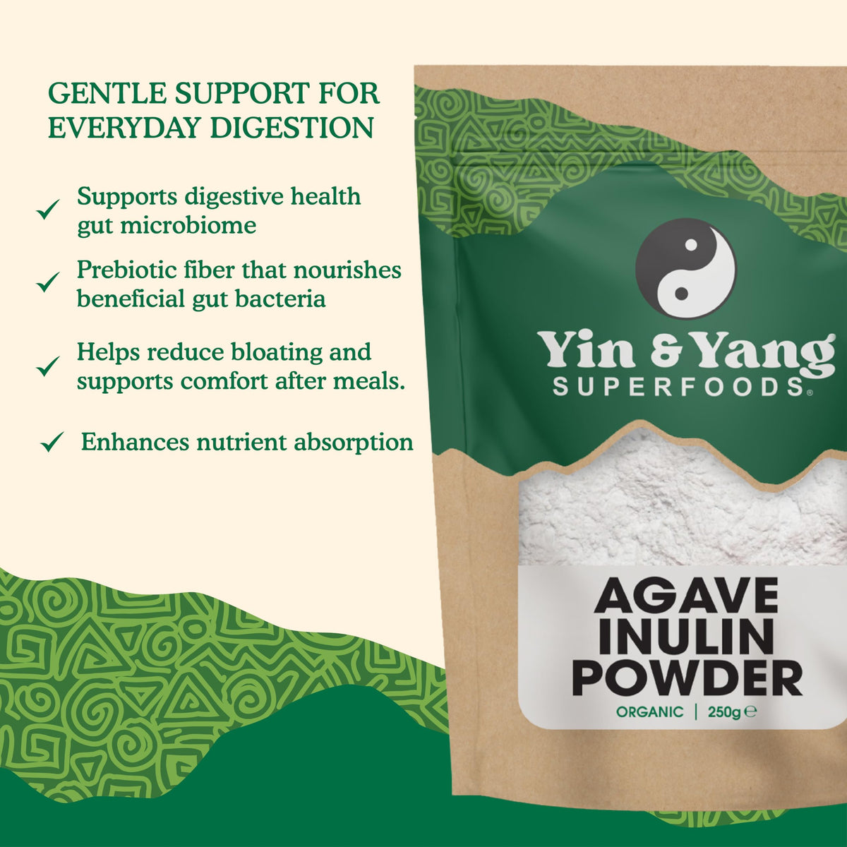 Yin & Yang Superfoods Inulin Prebiotic Fibre Powder 250g | 100% Agave | Vegan