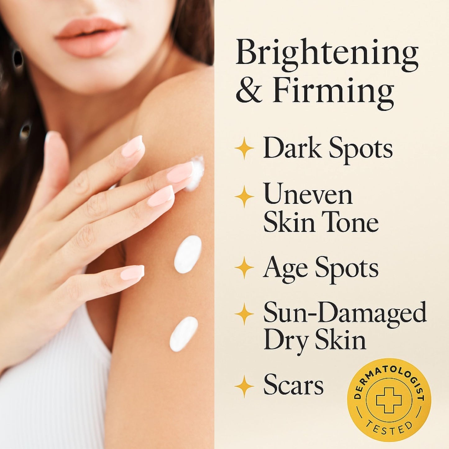 MED Vitamin C + Turmeric Brightening Body Cream – Firming Moisturiser for Uneven Skin Tone, Age Spots & Sun Damage | Shea Butter & Aloe Vera | Vegan | Eco Exfoliating Gloves & Prosperina Card