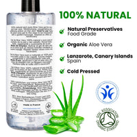 bleu & marine Bretania 100% Natural Aloe Vera Gel from Canary Islands - Moisturizing & Soothing for Skin, Hair Mask, Post-Shave & Post-Epilation - Reduces Dark Spots - Pump Dispenser 200 ml 7.03 fl oz