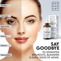 G R O U N D E D COFFEE SCRUB Egyptian White Gold Glycolic Acid Serum with Vitamin E, Anti-Aging Face Serum, Made in the UK by Grounded Body