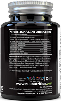 Bio Cultures Probiotics 60 Billion CFU - 60 Capsules - 2 Month Supply - 5 Active Vegetarian Strains with Lactobacillus Acidophilus & Bifidobacterium - Gut Supplements for Women & Men - Nu U Nutrition