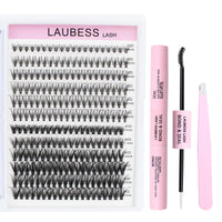 LAUBESS Lash Extension Kit 240 Pcs Cluster Lashes Kit Individual Lashes with Bond and Seal & Eyelash Tweezers Eyelash Extension Kit Lash Clusters (Set 20D/40D-0.07D-9-16Mix)