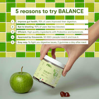 Rite Balance Probiotics Sugar Free Gummies, Gut Health, Digestion, Bloating Relief and Immune Support, Vegan, Apple Flavour (60 Count)