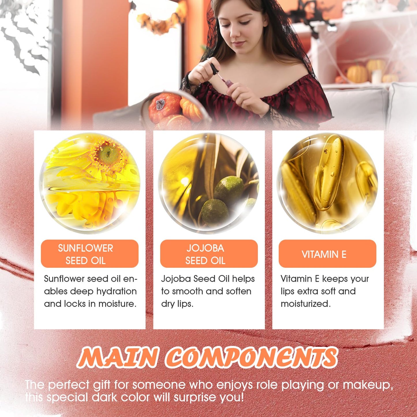 Allony Halloween Lipstick, Black/white/Red/Blue Lipstick Halloween, Goth Makeup Set, Black Lipstick Matte, Matte Lip Gloss Set for Halloween, Christmas, Dance Drama, Parties