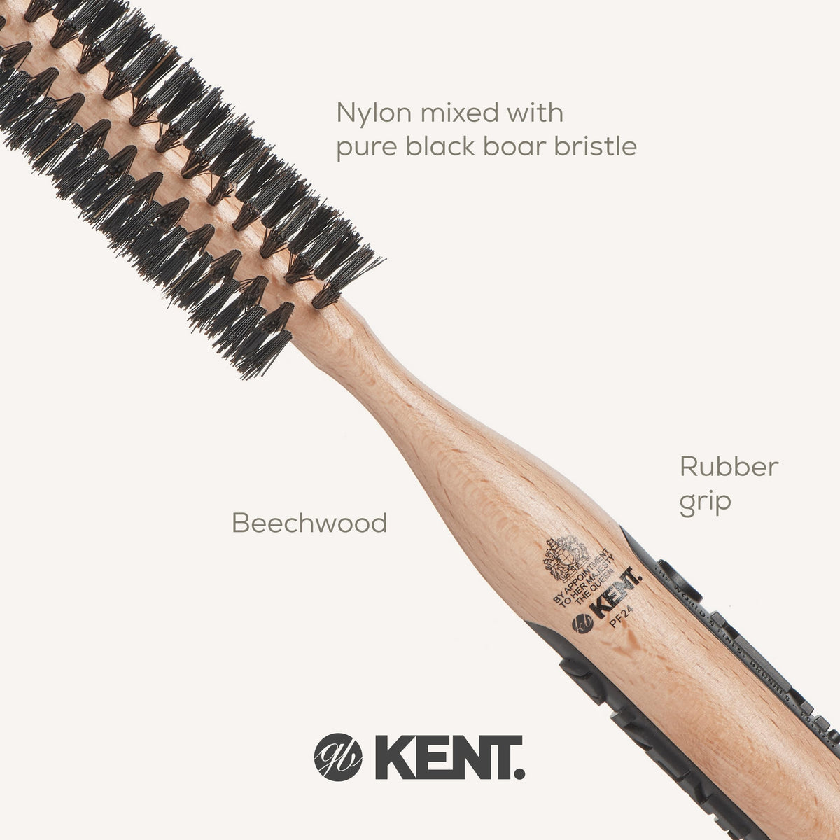 KENT Kent Brushes PF24 Boar Bristle Radial Hairbrush, 30mm Round Barrel Diameter
