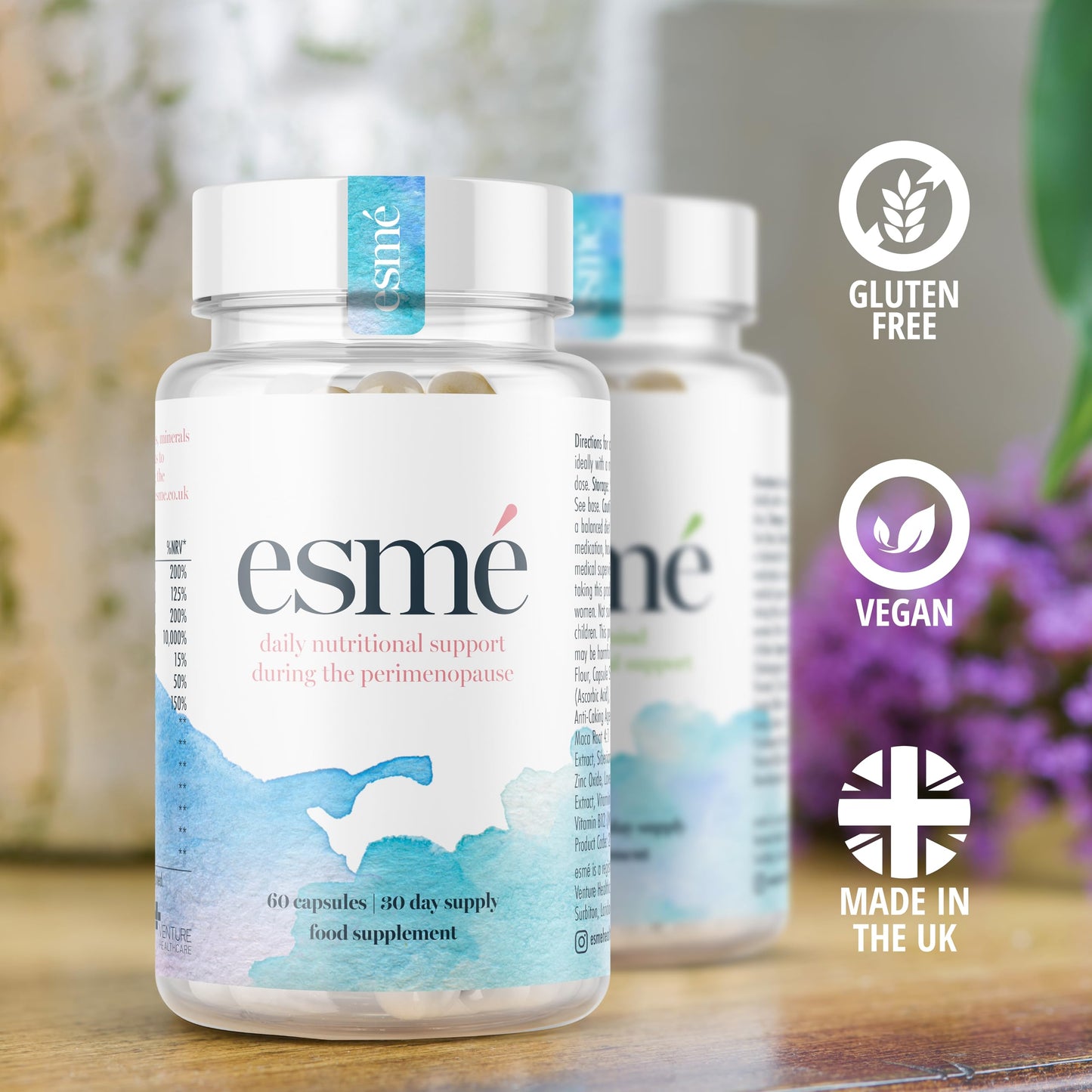 Menopause Supplements esmé perimenomé Perimenopause Supplements 1 Month Supply - Daily Support for The Early Stage of Menopause – 60 Capsules - Includes Ashwagandha, Vitamins and Red Clover