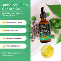 NBXINSLF 2Pack Jamaican Black Castor Oil for Hair Growth,Thicker Eyelashes & Eyebrows,Organic Castor Oil for Face,Body & Skin,100% Pure Cold Pressed Black Castor Oil,Hair Nourishing Oil