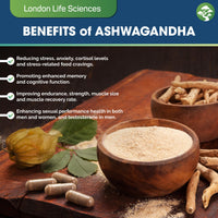 LONDON LIFE SCIENCES London Life Sciences® Organic Vegan Ashwagandha KSM-66® 90 Capsules - (Highest Concentration) 2000mg Servings & 5% Withanolides - Best Bioavailability Enhanced KSM 66 + Withania Somnifera (Made in UK)