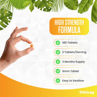 Turmeric Tablets 2600mg with Black Pepper & Ginger Boosted with Vitamin C | 180 High Strength Curcumin Supplements - 3 Month Supply Vegan Active Curcumin Made in The UK by Shivay Herbals