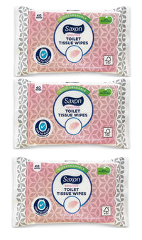 Aldi Toilet Tissue Wipes Biodegradable, Normal/Sensitive, Fresh and Clean with Micellar Water - Fine To Flush (3 Pack - 120 Wipes) (Sensitive)