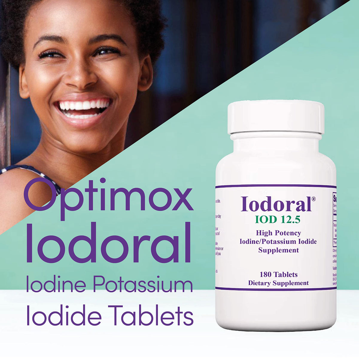 Optimox, Iodoral 12,5mg, with Iodine and Potassium Iodide, Depot, 180 Vegan Tablets, Laboratory Tested, Vegetarian, Gluten-Free, Soy-Free, Non-GMO
