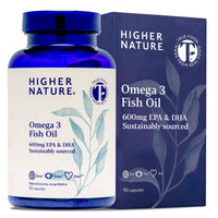 HIGHER NATURE Omega 3 1000mg Fish Oil Capsules - True Food® Formula - Eye Health & Brain - 180mg EPA - 120mg DHA - by Higher Nature - 90 Capsules