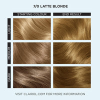 Clairol Colour Studio Permanent Colour Cream | Hair Dye | Long-lasting Rich Tones | 100% Grey Coverage | Dermatologically Tested Vegan Formula | Hair Colouring Kit | Latte Blonde 7/0 I 50ml
