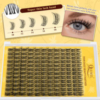 QUEWEL Manga Cluster Lashes Natural Look D Curl Wispy Eyelash Clusters Mix 10-18mm, Eyelashes Individual DIY Lash Extensions at Home (QU41)