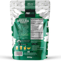 Organic Spirulina Powder 500g Natural Immune Booster | Premium Superfood Super Greens Spirulina Powder | Rich in Essential Vitamins & Minerals Vegans & Vegetarians by PROELITE