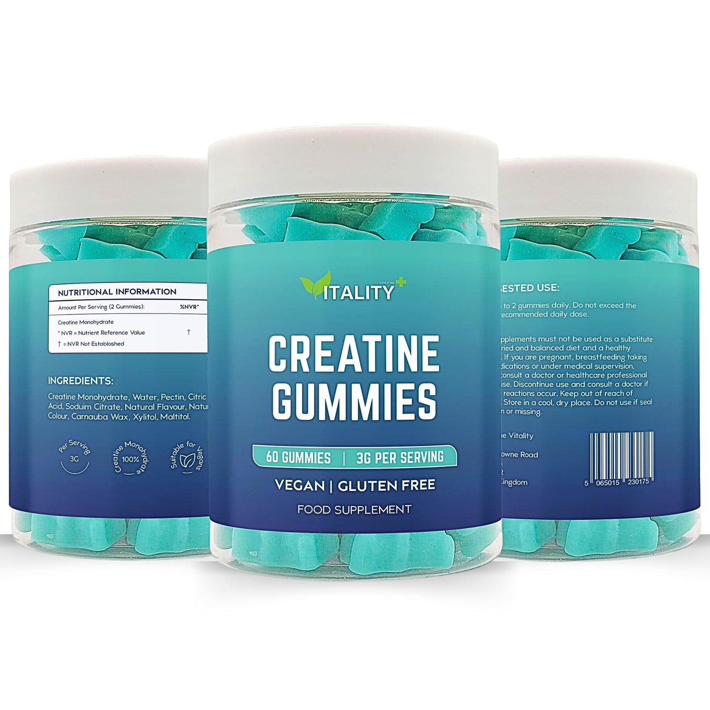 Pure Creatine Monohydrate Gummies | 3g Creatine per Serving | 1 Month Supply | Support Muscle Growth | Boost Workout Performance & Muscle Recovery