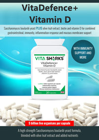 VitaDefence+ Vitamin D Complex - Immune Defence Boosting Formula | Biotin to Support Healthy Blood, Calcium, Bones, Muscle, Teeth & Organs | Saccharomyces boulardii Yeast
