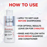 L'Oreal Paris L'Oréal Paris Elvive Bond Repair Pre-Shampoo Treatment – Intensive Hair Repair for Damaged Hair with Citric Acid Complex – 90% More Shine & Strength Restoration