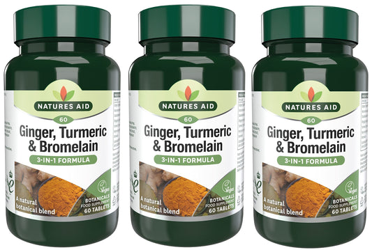 Natures Aid Ginger, Turmeric & Bromelain 60 Tabs (Pack of 3)