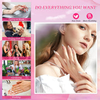 Ceboic 24Pcs Press on Nails Long Coffin French Tip False Nails Pink Gold Shiny Glossy Glue on Nails with Glitter Design 12 Sizes Artificial Stick on Nails for Women Girls DIY Manicure Decorations