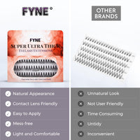 FYNE Super Ultra Thick Individual Eyelashes - 60 Medium Individual Eyelash Clusters, 10mm Ultra Thick Natural Lashes - Volume Cluster Lashes - Durable False Eyelash Extensions - 1 Pack of Lashes