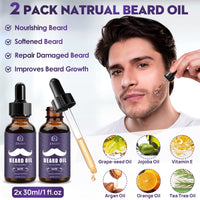 KHOLEZ Beard Grooming Kit, Beard Growth Kit w/2 Beard Oil/Beard Wash/Beard Balm/Beard Comb/Beard Brush/Scissors/Beard Shaper,Storage Bag,Beard Care & Trimming Kit Beard Kit Father's Day Gifts for Men Him