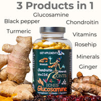 Dietapplements Glucosamine, Chondroitin, Turmeric, Vitamins for Bones, Joints 180 Capsules
