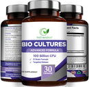 Bio Cultures Complex Probiotics 100 Billion CFU with Prebiotics – Lactobacillus Plantarum & Saccharomyces Boulardii Probiotic - 30 Vegan Capsules – Probiotics for Women & Men – Packaging May Vary