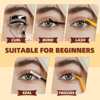 QUEWEL Natural Cluster Lashes Super Thin Band, Cluster Lashes Kit Natural Look, Reusable Eyelash Clusters with Lash Bond and Seal Lash Tweezer and Lashes Glue Remover(NATURAL-JX 02 KIT)