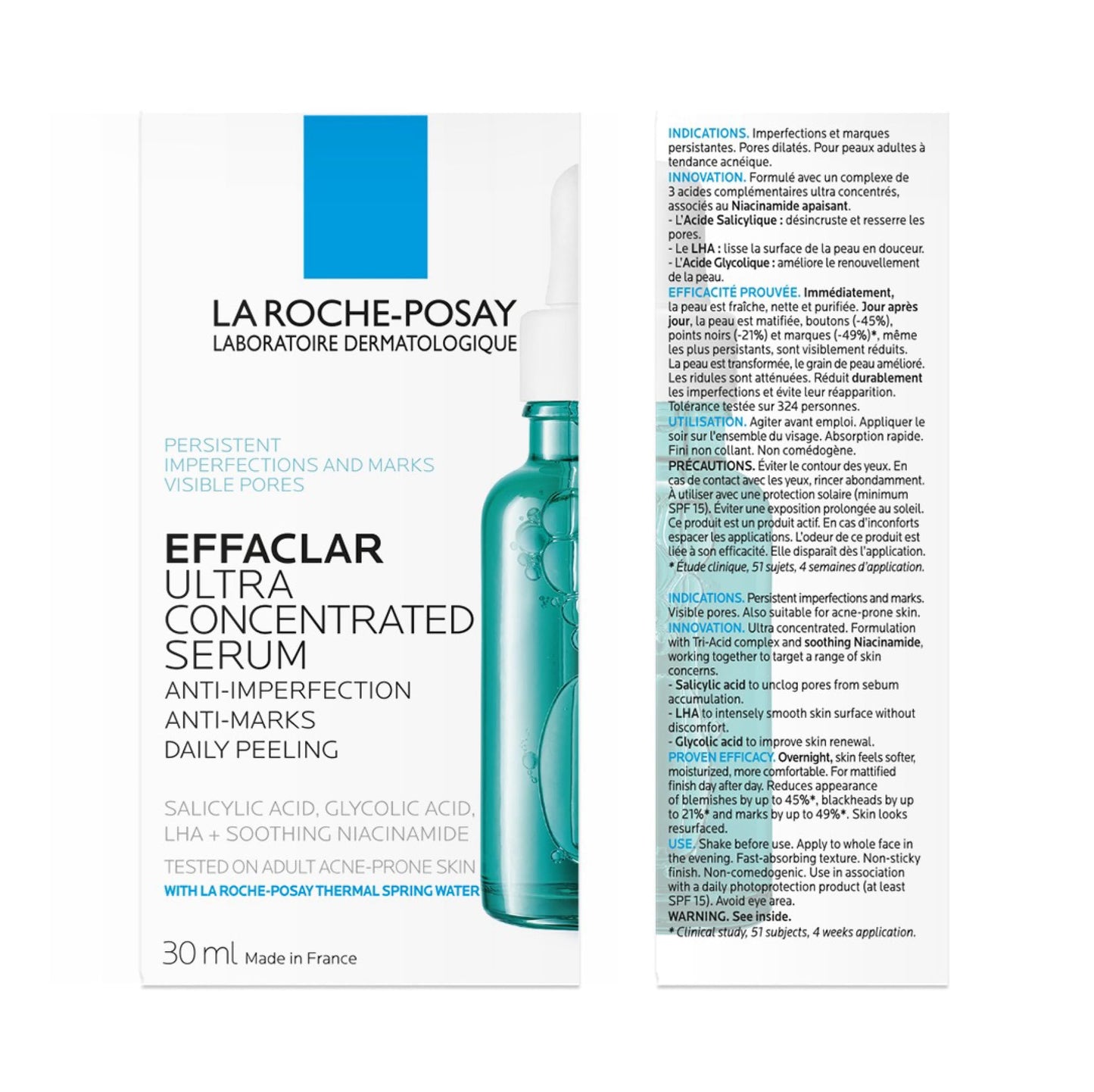 La Roche-Posay La Roche Posay Effaclar Anti-Aging Facial Serum with Salicylic Acid, Glycolic Acid & Niacinamide, Ultra Concentrated, Targeted Treatment for Blemishes, Fine Lines & Large Pores, 30ml