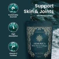 ARMORICA Marine Collagen Powder with Vitamin C – Hydrolyzed for Optimal Absorption | Unflavored & Easily Dissolves | Non-GMO & Microplastic Tested | Skin, Hair & Joint Support | 240g (30 Servings)