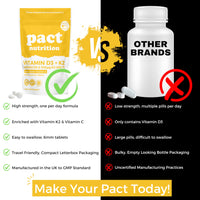Vitamin D3 4000IU & Vitamin K2 MK7 100μg with Vitamin C - Vitamin D3 K2 High Strength VIT D Supplement - 120 Vegetarian Tablets - Easy to Swallow, High Strength One Per Day Formula - Pact Nutrition
