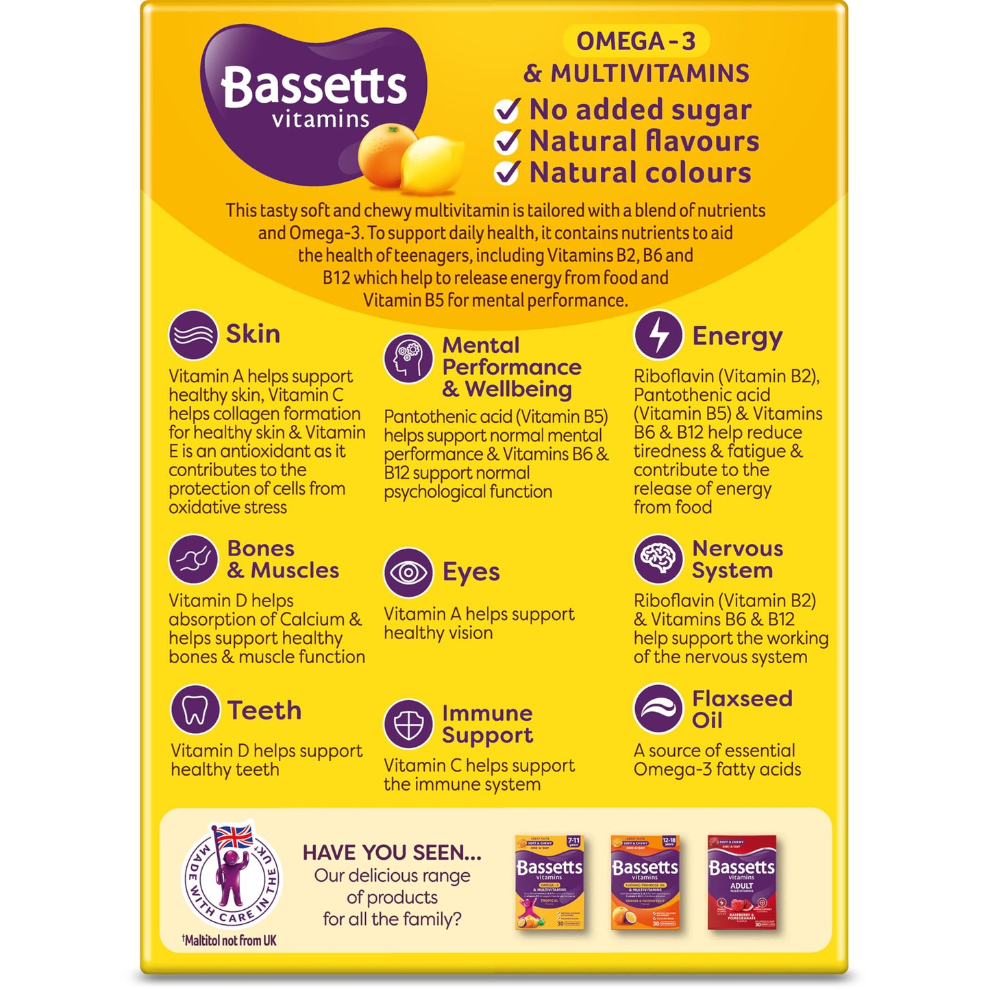 Bassetts Vitamins 12-18 Years Multivitamins Omega 3 Citrus 30's, 99.2 g