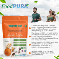 FoodPURA 90 x 4000mg Turmeric (Curcumin), Ginger, Garlic & Organic Black Pepper Capsules HACCP Certified, Manufactured in The UK by FoodPURA (90)