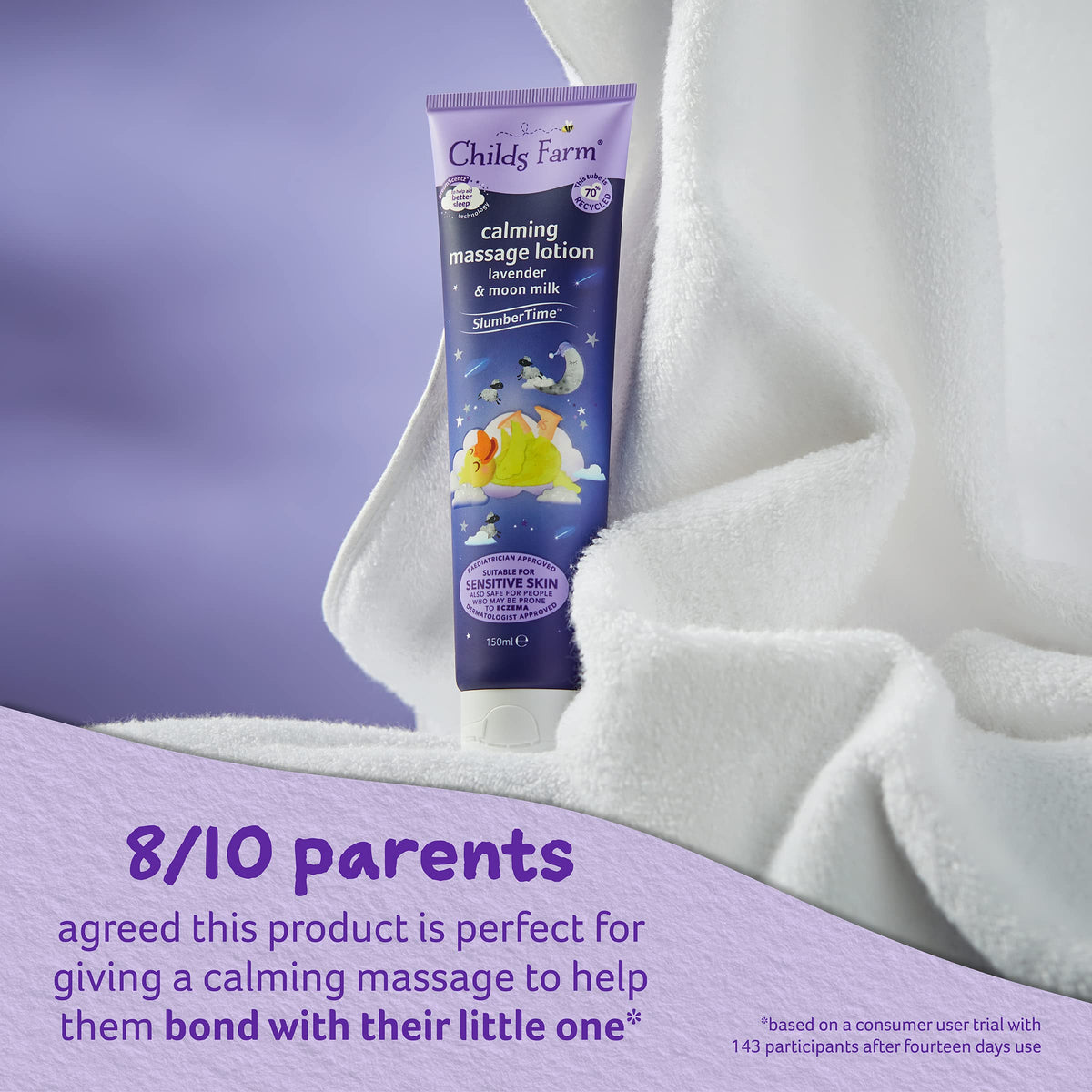 Childs Farm Slumber Time Sleep Calming Massage Lotion Lavender and Moon MilkSuitable for Newborns with Dry, Sensitive and Eczema-Prone Skin 150 ml