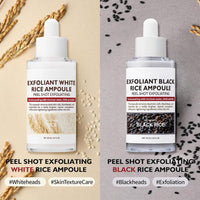 INSKIN Peel Shot Glow Rice Ampoule Duo, White and Black Rice Face Exfoliator, Facial Scrub Exfoliator, Gentle Dead Skin Remover for Face & Body,Moisturizing, Suitable for All Skin