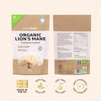 Organic Lions Mane Mushroom Powder - 200g High Strength Full Spectrum Lions Mane Supplement to Support Brain & Mental Performance by Inner Vitality