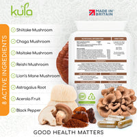 Kula Nutrition ShroomPlex Organic Mushroom Complex - Immune Boosting Mushroom Blend - 90 High Strength Vegan Capsules with Lions Mane, Shiitake, Chaga, Maitake and Reishi - Plus Organic Black Pepper & Vitamin C