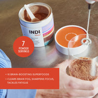 Indi INDI Lion's Mane Mushroom Powder Supplement – Nootropic Brain Support for Focus & Mental Clarity – 15:1 Extract with Magnesium, CoQ-10 & Rhodiola – Chocolate Flavour, Vegan & Made in UK – Trial Pack
