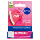 NIVEA Watermelon Shine Lip Balm (4.8g), Flavoured Lip Balm with Shea Butter, Natural Oils and Vitamins, Provides 24h Moisture and a Pink Shine, Vegan Lip Care Formula