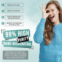 Vinco Supplements NAD + Trans-Resveratrol 1100mg, with Black Pepper 50mg for Superior Absorption, 3-in-1 Advanced Formula to Boost NAD+ Levels, Support Immune Health - 60 Capsules (30 Days Supply)