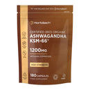 Horbäach Organic Ashwagandha KSM-66® 1200mg with 5% Withanolides | Pure Ashwagandha Root Powder | High Strength | 180 Vegan Capsules (Not Tablets) | Supplement for Men & Women | by Horbaach